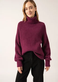 Saint James Jumpers, Cardigans, Jackets*Albertville Alpaca Roll-neck Jumper Prune