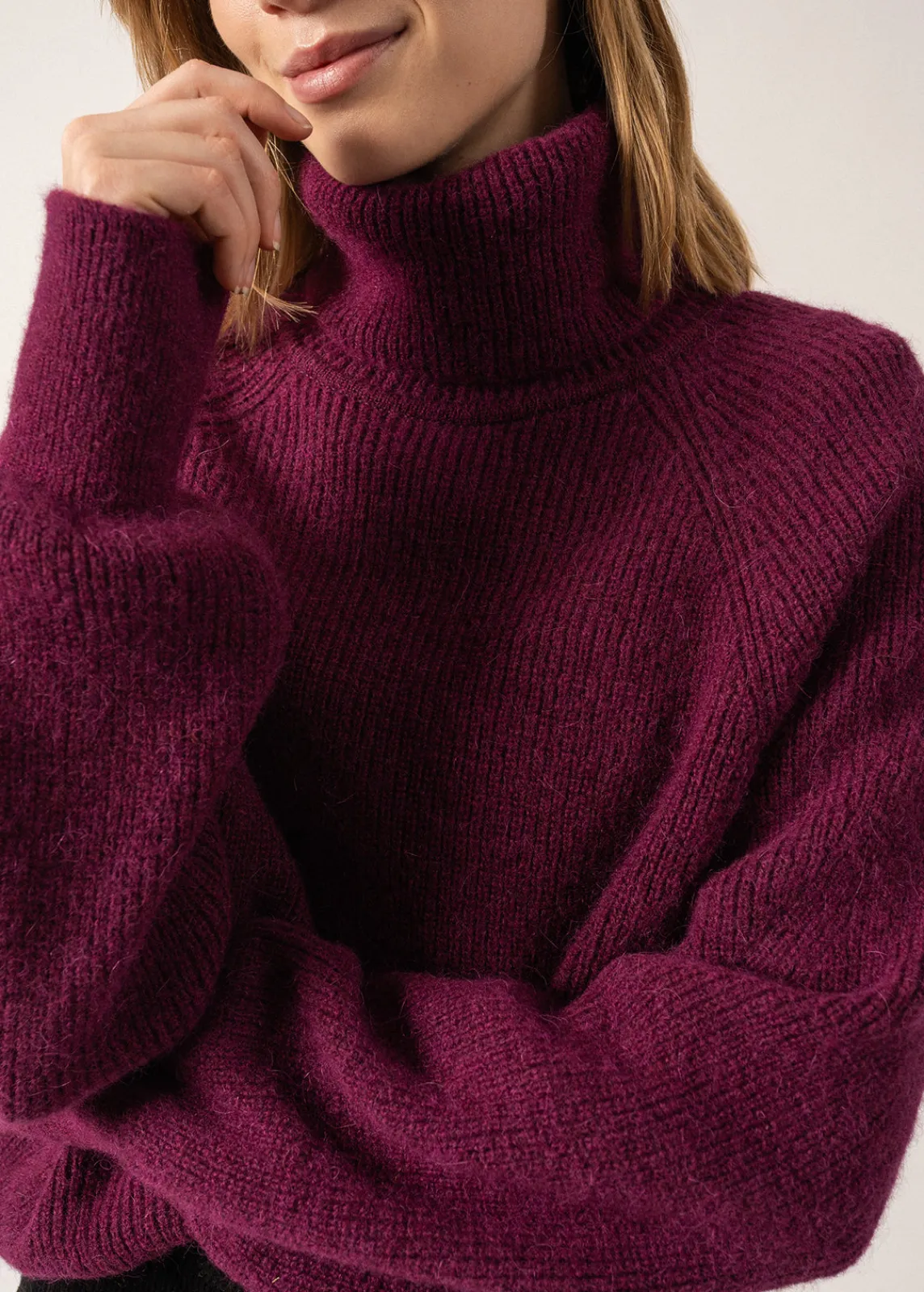 Saint James Jumpers, Cardigans, Jackets*Albertville Alpaca Roll-neck Jumper Prune