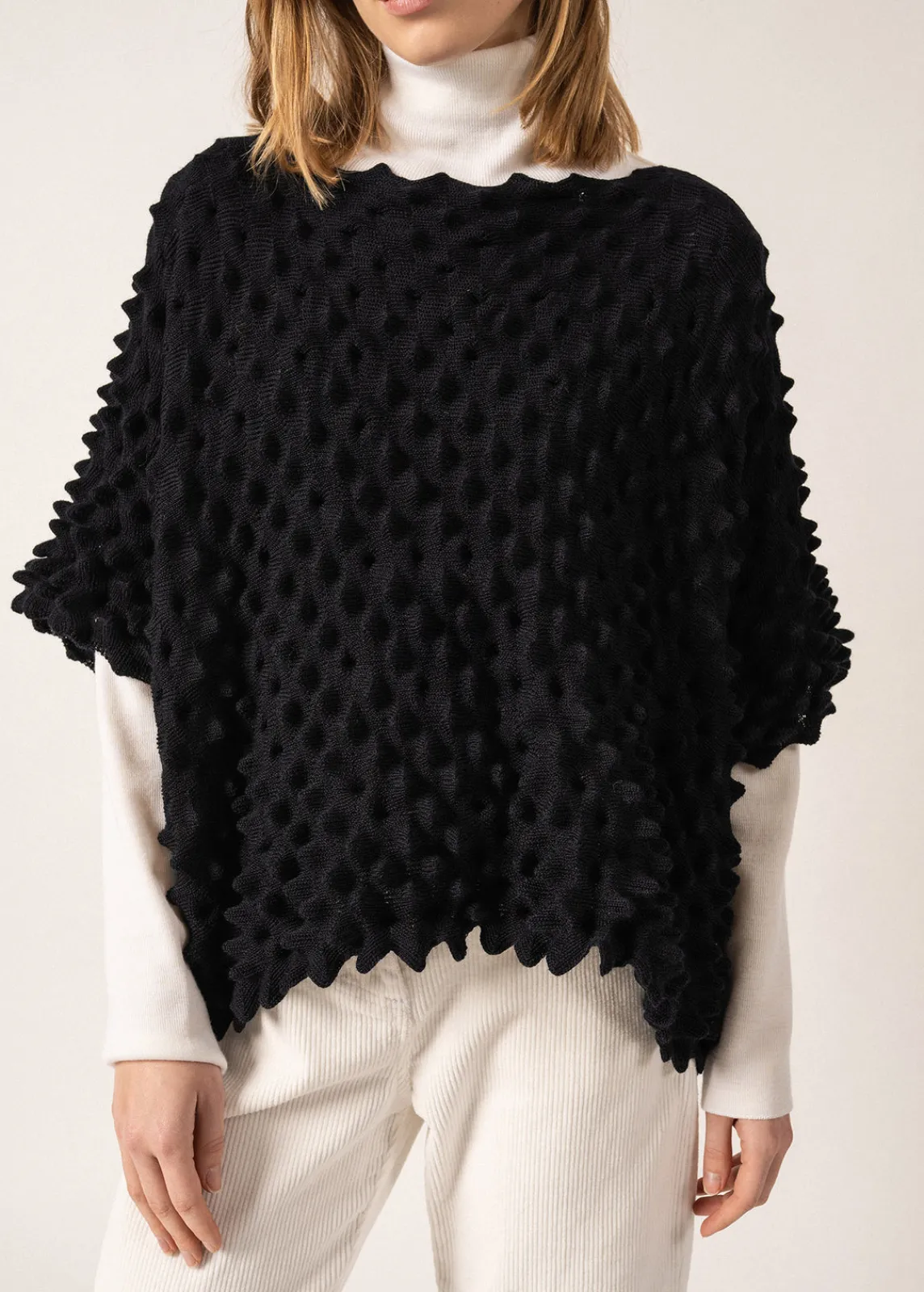 Saint James Accessories*Alvéole Honeycomb Effect Poncho Navy