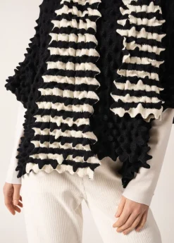 Saint James Scarves*Alvéole Long Honeycomb Effect Scarf Ecume/navy
