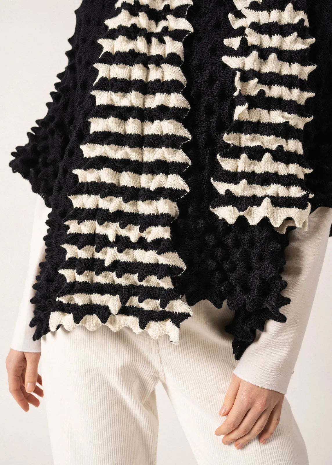 Saint James Accessories*Alvéole Long Honeycomb Effect Scarf Ecume/navy