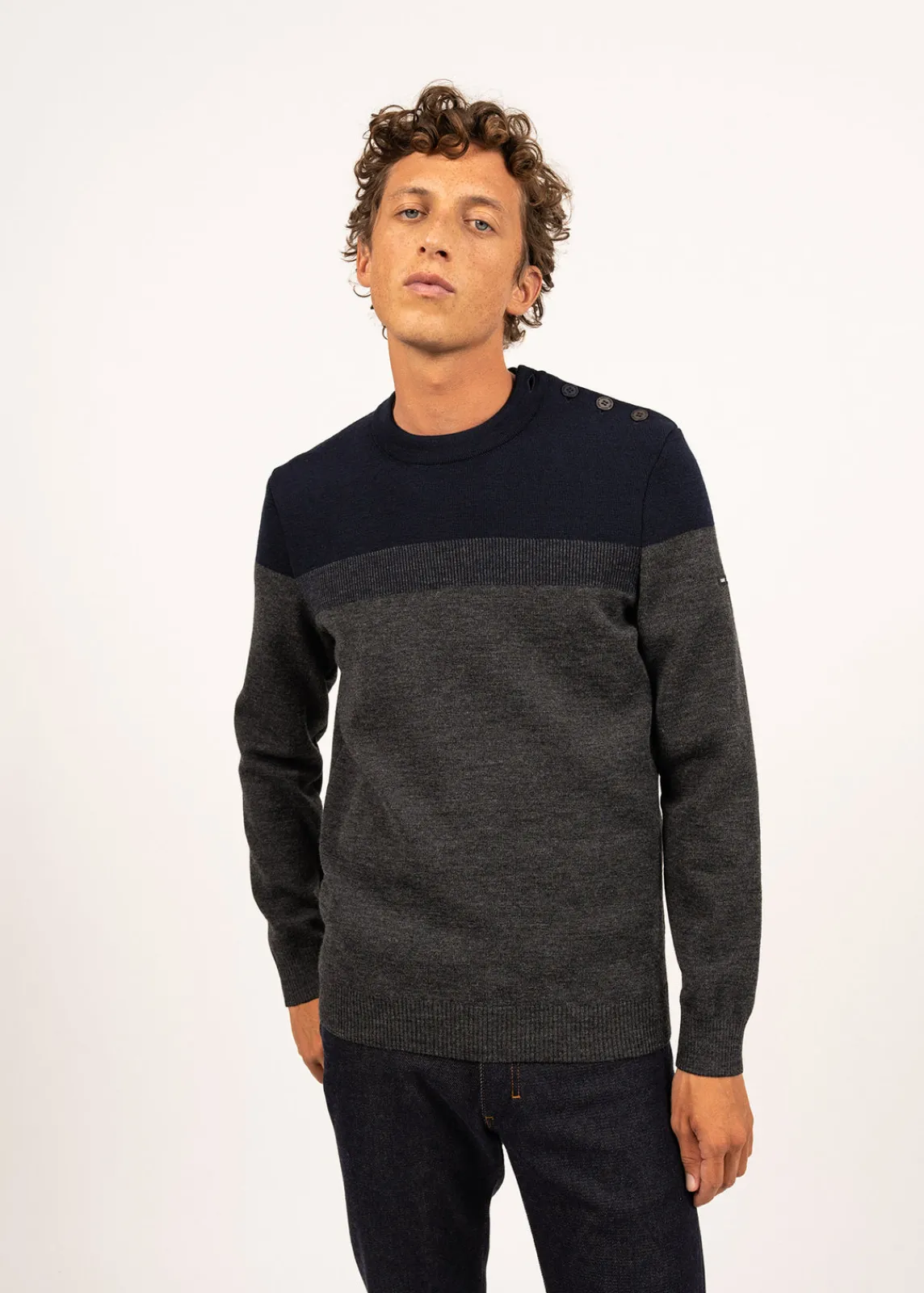Saint James Sailor Jumpers|Sailor Jumpers*Aquitaine sailor jumper Gris/marine