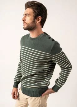 Saint James Sailor Jumpers|Sailor Jumpers*Binic striped sailor jumper Vegetal/ecru