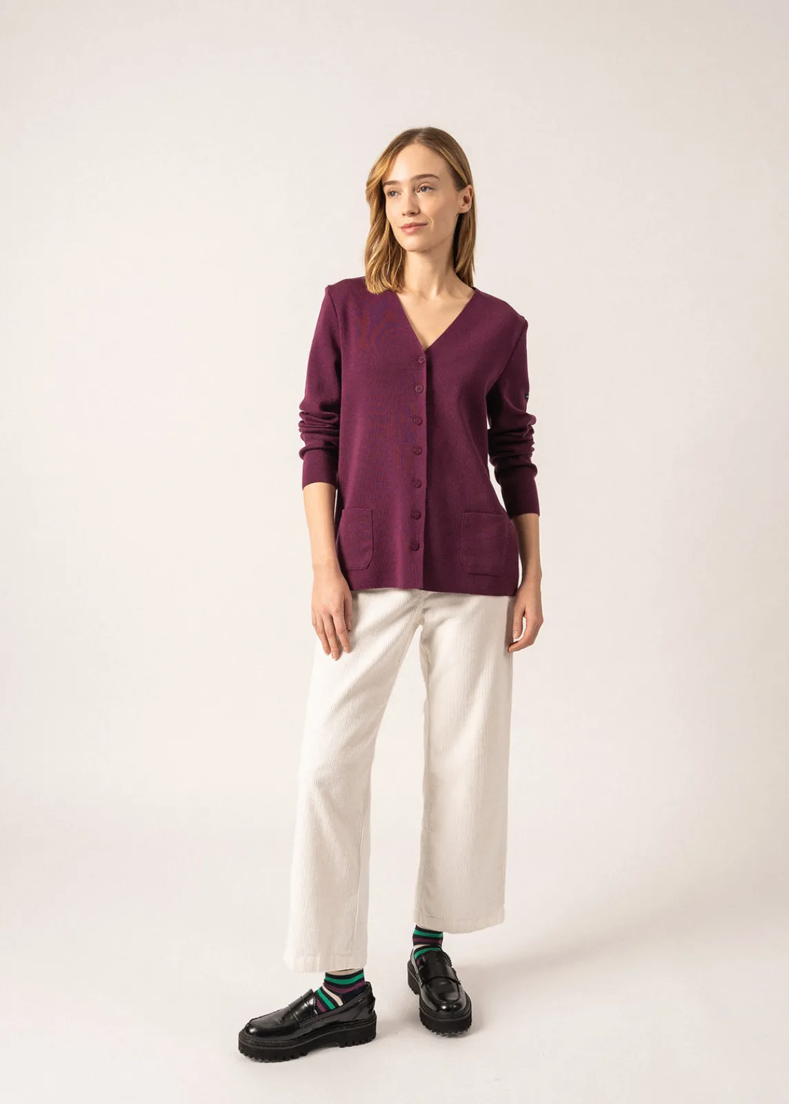 Saint James Jumpers, Cardigans, Jackets*Blainville V neck cardigan Prune