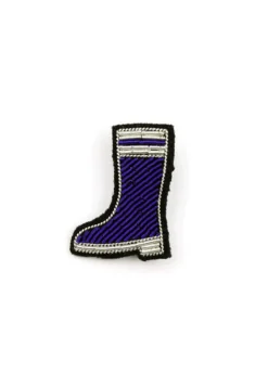 Saint James Brooches*Boot embroidered brooch Bleu/blanc