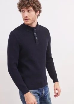 Saint James Jumpers & Cardigans*Bourboule buttoned high neck jumper Navy
