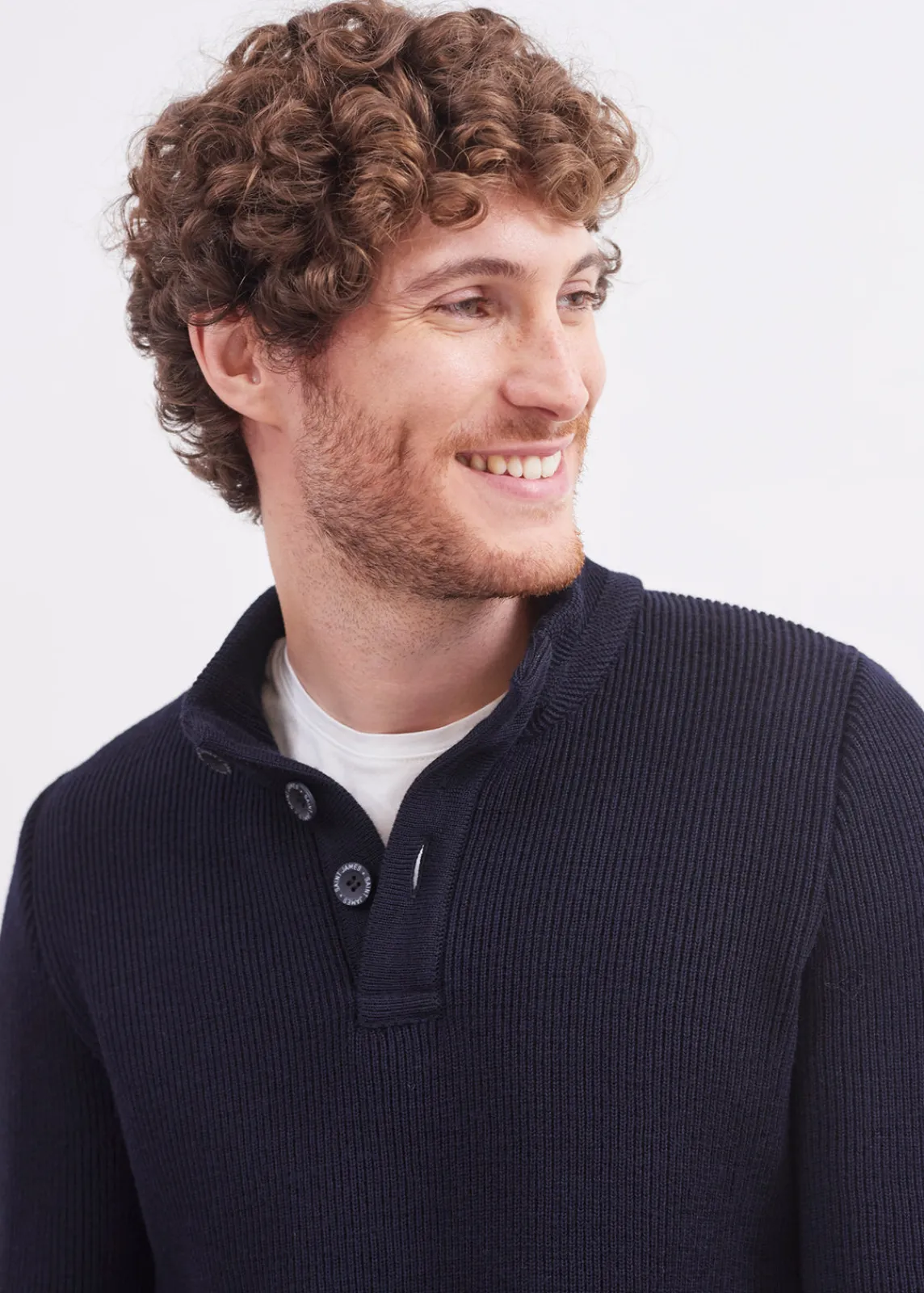 Saint James Jumpers & Cardigans*Bourboule buttoned high neck jumper Navy