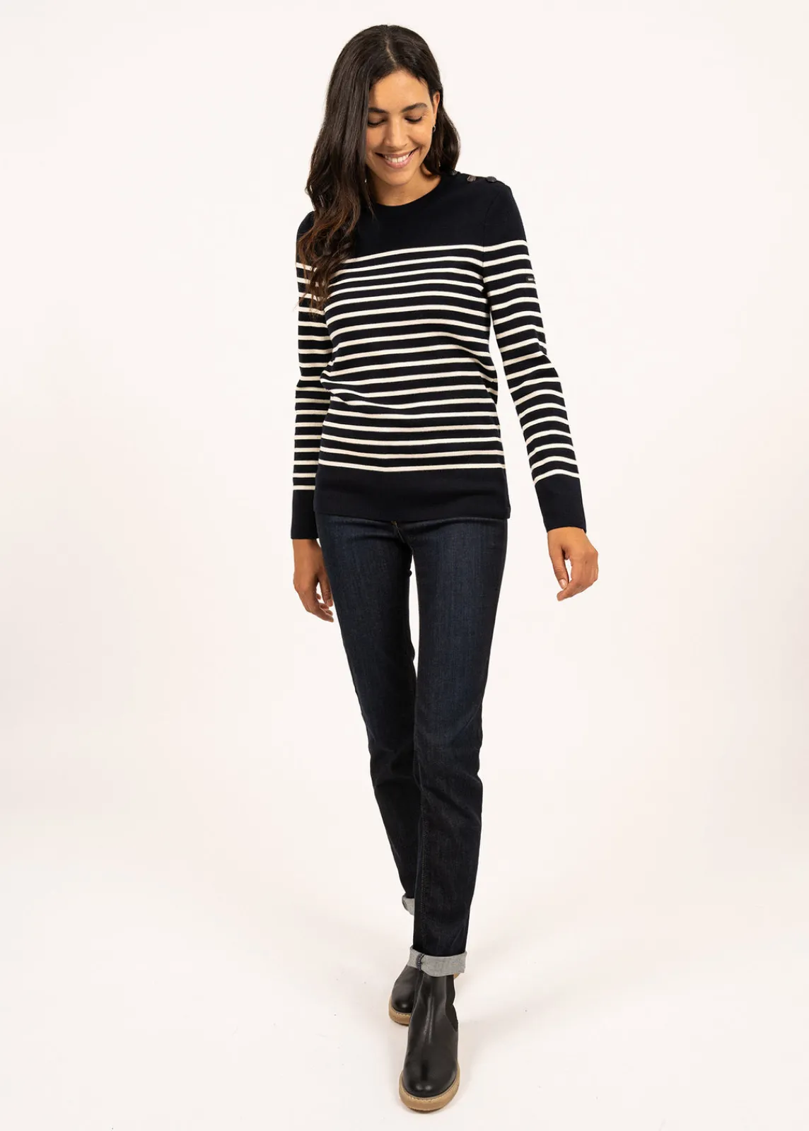 Saint James Sailor Jumpers|Sailor Jumpers*Bregançon striped sailor jumper Navy/ecume