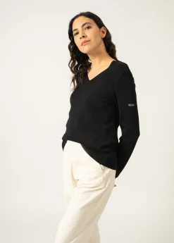 Saint James Jumpers, Cardigans, Jackets*Brehat V neck jumper Noir