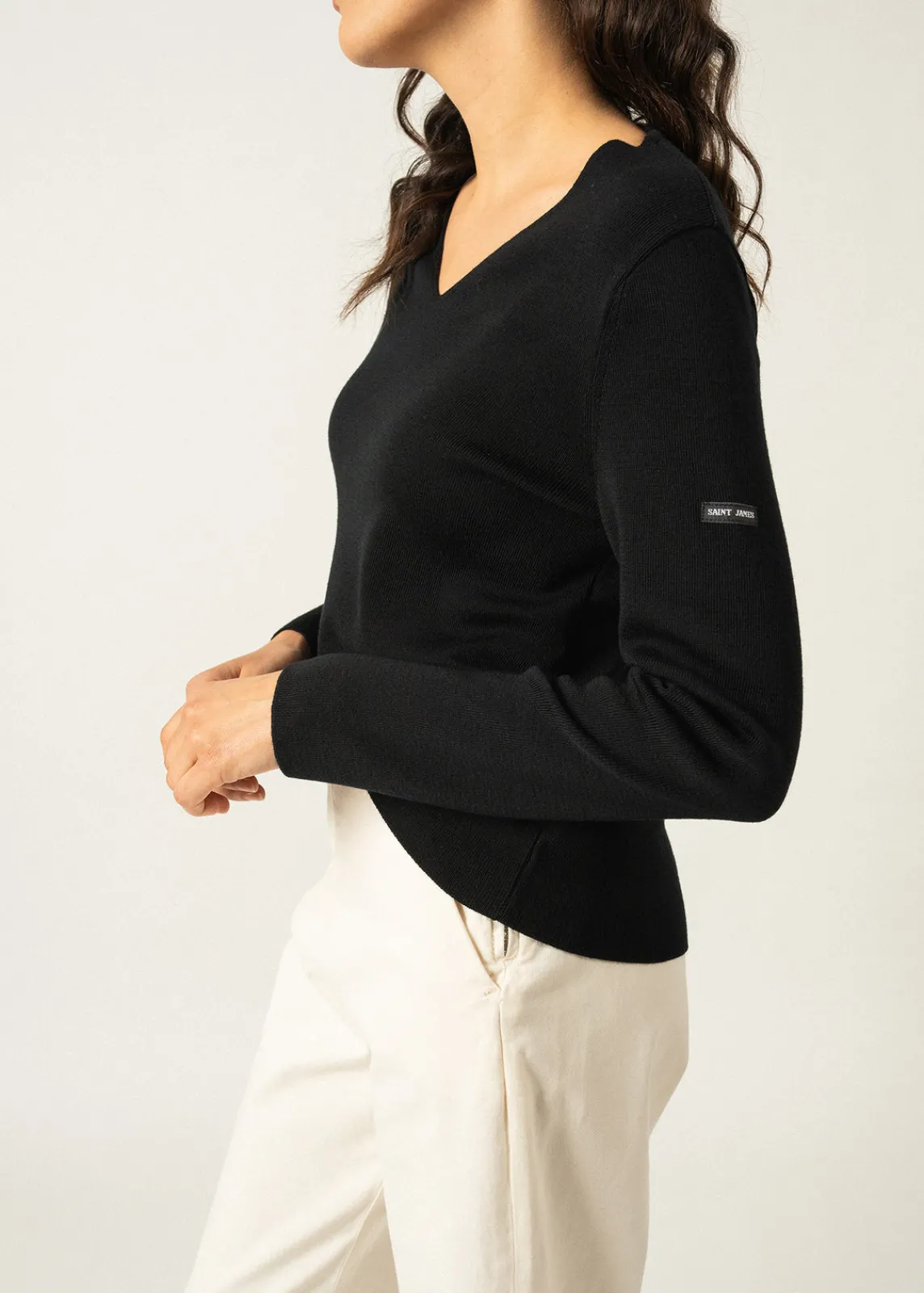 Saint James Jumpers, Cardigans, Jackets*Brehat V neck jumper Noir