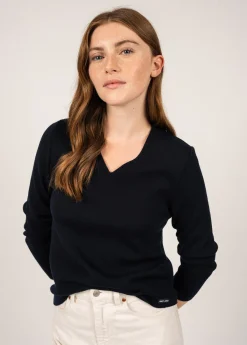 Saint James Jumpers, Cardigans, Jackets*Brehat V neck jumper Navy