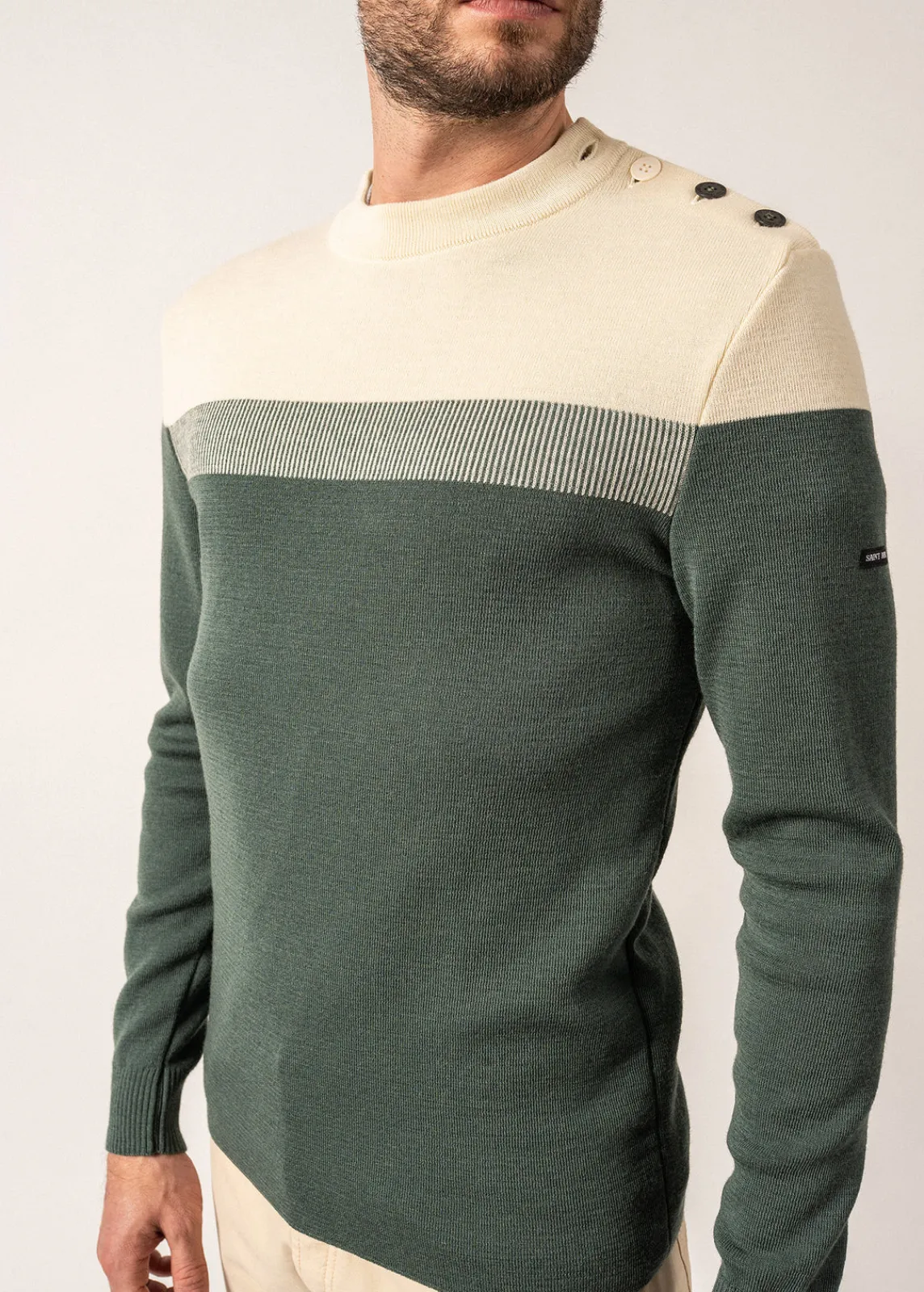 Saint James Sailor Jumpers|Sailor Jumpers*Bretagne sailor jumper Vegetal/ecru