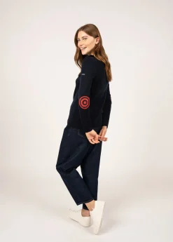 Saint James Sailor Jumpers|Sailor Jumpers*Brégançon sailor jumper with elbow patches Navy