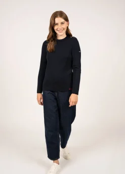 Saint James Sailor Jumpers|Sailor Jumpers*Brégançon sailor jumper with elbow patches Navy