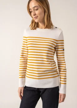 Saint James Sailor Jumpers|Sailor Jumpers*Brégançon striped sailor jumper Blanc/ambre/jean