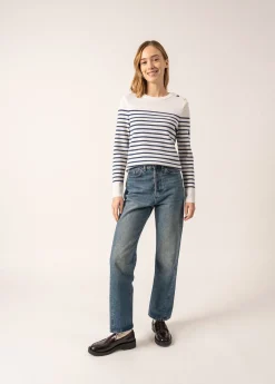 Saint James Sailor Jumpers|Sailor Jumpers*Brégançon striped sailor jumper Blanc/jean/doly