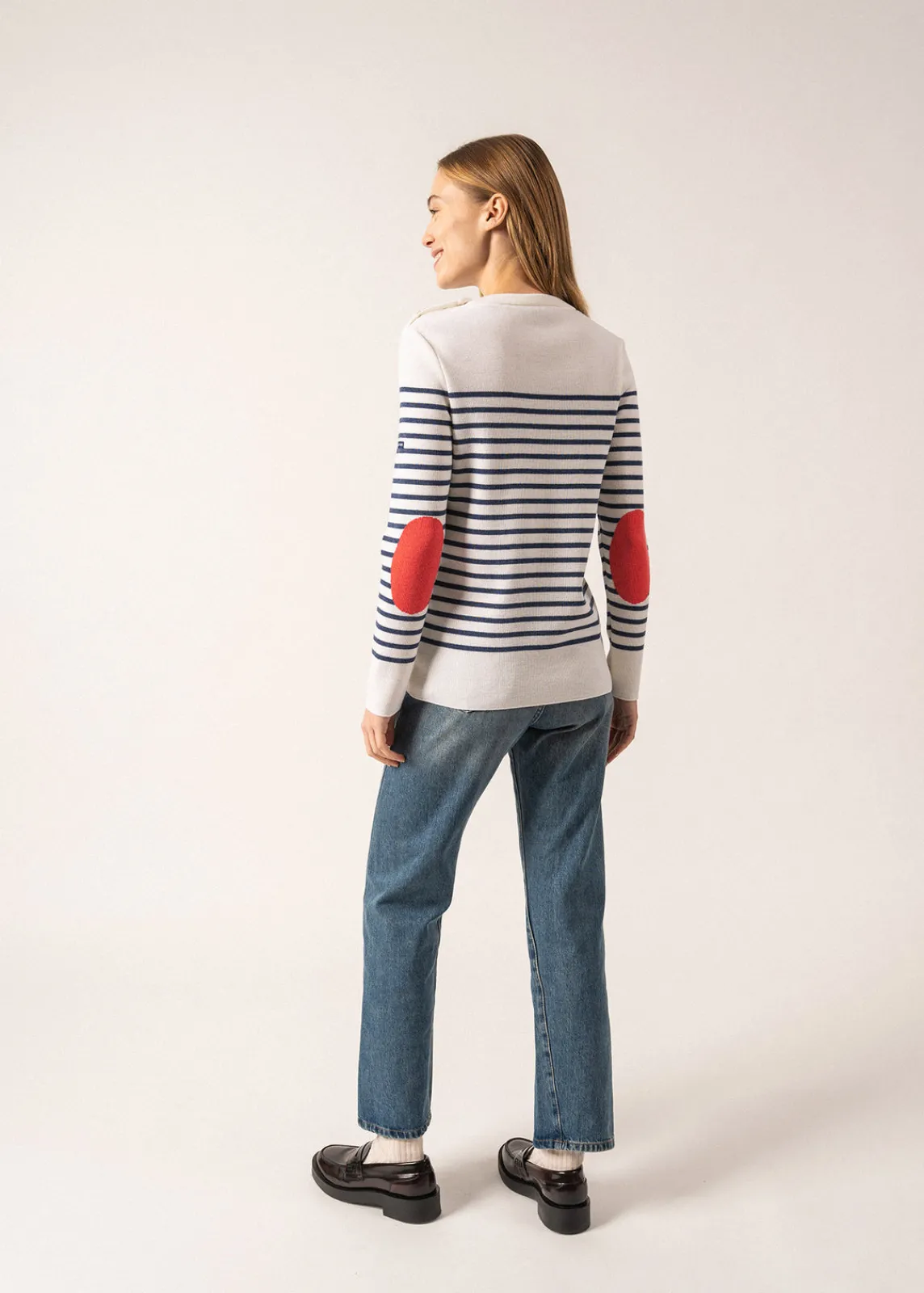Saint James Sailor Jumpers|Sailor Jumpers*Brégançon striped sailor jumper Blanc/jean/doly