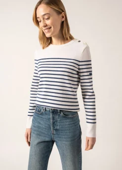 Saint James Sailor Jumpers|Sailor Jumpers*Brégançon striped sailor jumper Blanc/jean/doly