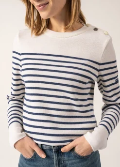 Saint James Sailor Jumpers|Sailor Jumpers*Brégançon striped sailor jumper Blanc/jean/doly