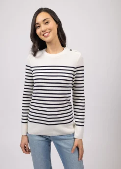 Saint James Sailor Jumpers|Sailor Jumpers*Brégançon striped sailor jumper Blanc/navy/navy