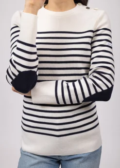 Saint James Sailor Jumpers|Sailor Jumpers*Brégançon striped sailor jumper Blanc/navy/navy