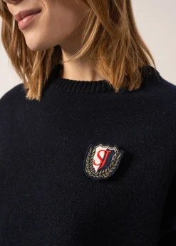 Saint James Brooches*Campus Brooch Navy/tulipe
