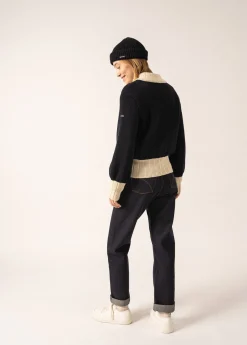 Saint James Jumpers, Cardigans, Jackets*Campus Sports-inspired Cardigan Navy/ecru