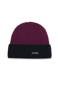Saint James Accessories*Canot Two-tone Wool Beanie Prune/navy