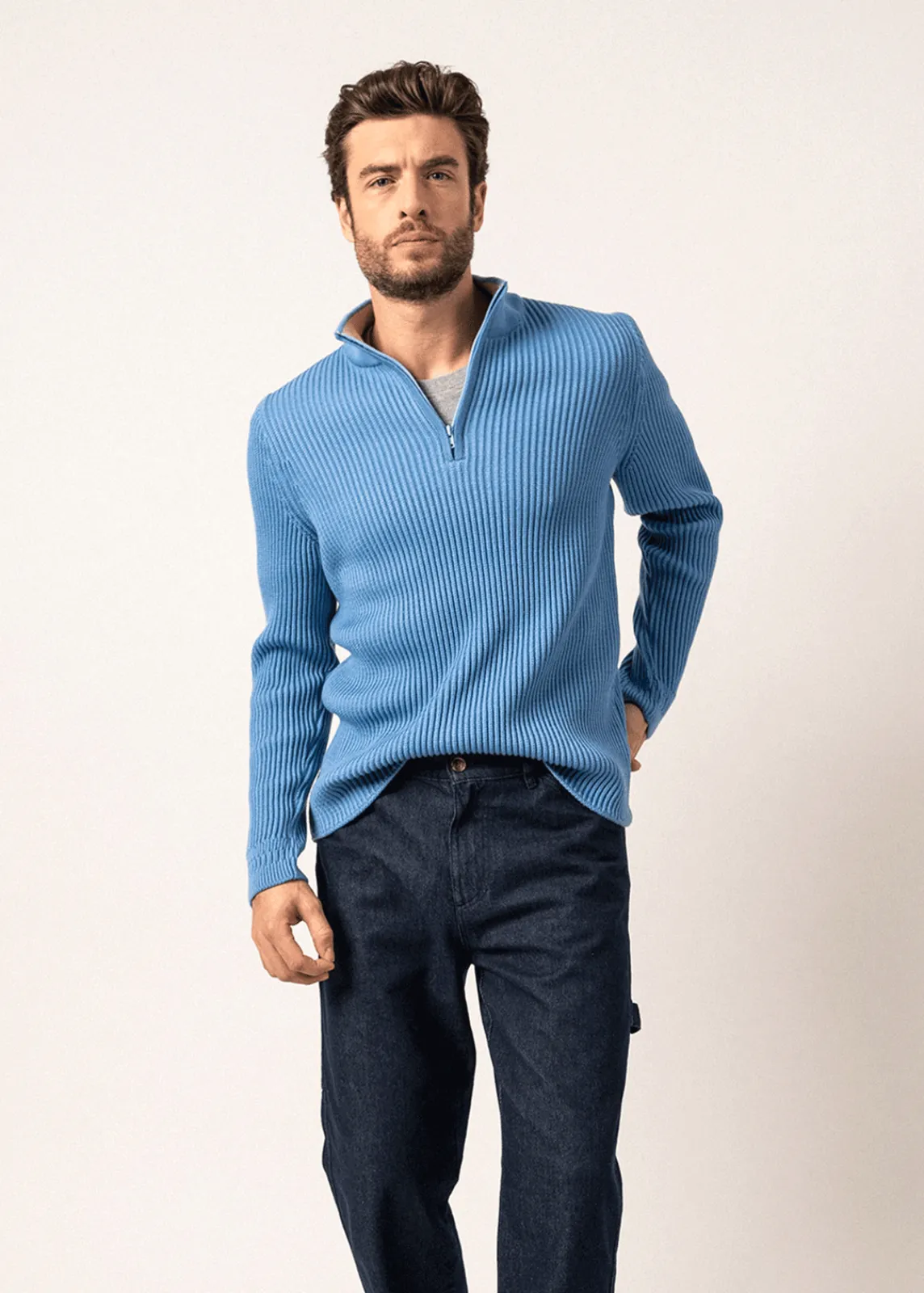 Saint James Jumpers & Cardigans*Chamrousse Truck-collar Jumper Oxygene/beige