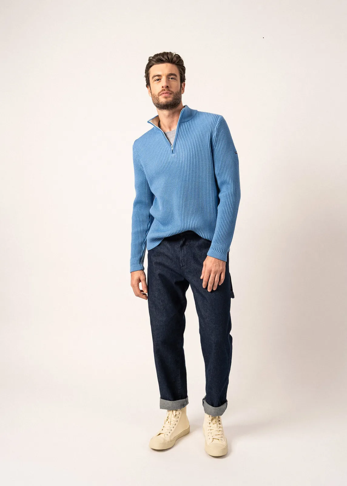 Saint James Jumpers & Cardigans*Chamrousse Truck-collar Jumper Oxygene/beige