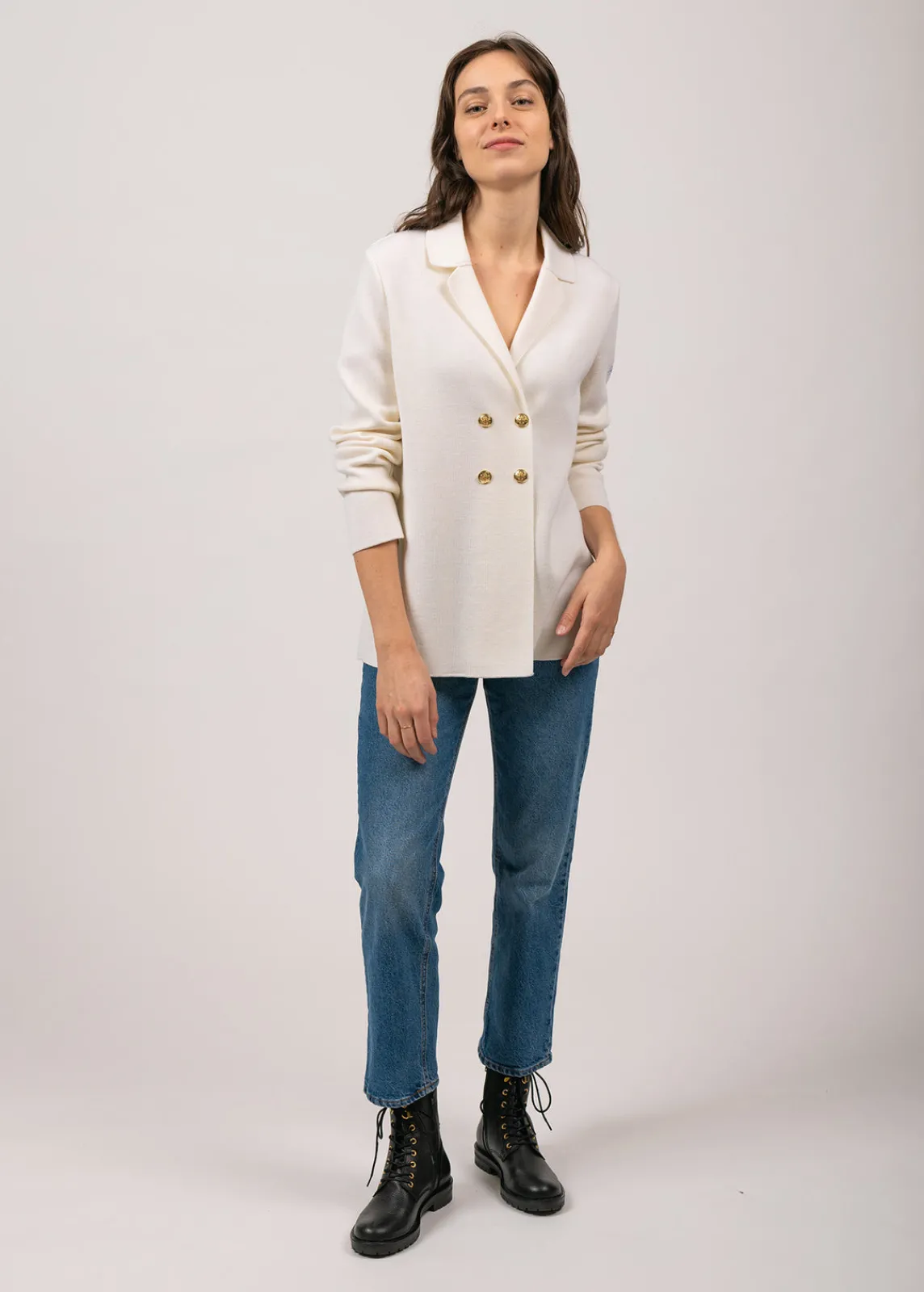 Saint James Jumpers, Cardigans, Jackets*Charente wool blazer Blanc