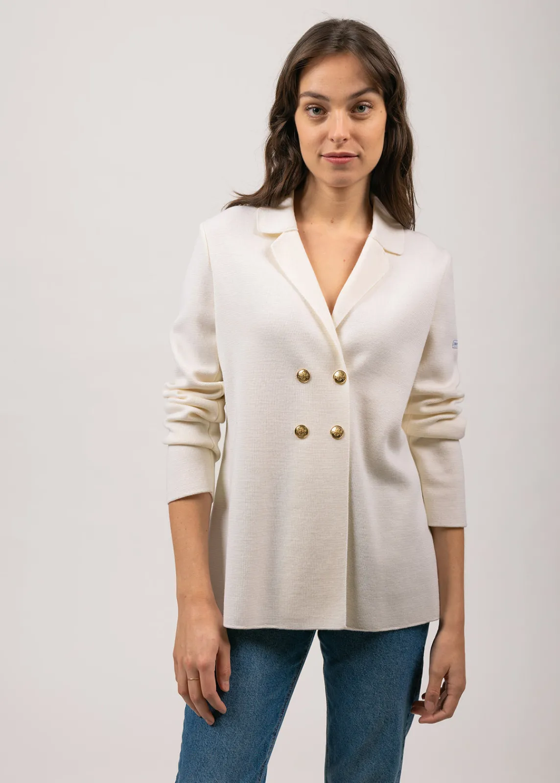 Saint James Jumpers, Cardigans, Jackets*Charente wool blazer Blanc