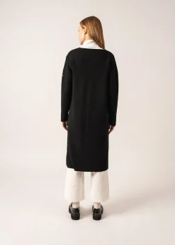 Saint James Jumpers, Cardigans, Jackets*Cirrus Long Wool Gilet Noir/ecume