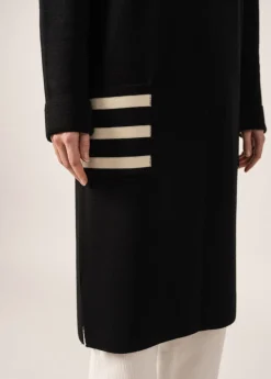 Saint James Jumpers, Cardigans, Jackets*Cirrus Long Wool Gilet Noir/ecume