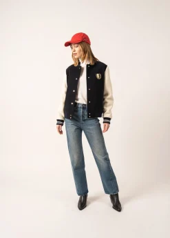 Saint James Jumpers, Cardigans, Jackets*Collège Bomber-style Jacket Navy/ecru