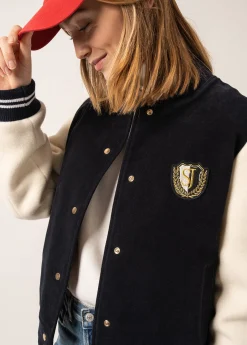 Saint James Jumpers, Cardigans, Jackets*Collège Bomber-style Jacket Navy/ecru