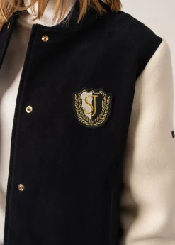 Saint James Jumpers, Cardigans, Jackets*Collège Bomber-style Jacket Navy/ecru