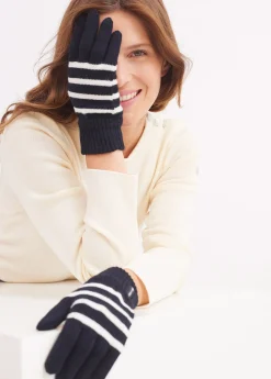 Saint James Accessories*Colombier striped gloves Navy/ecume