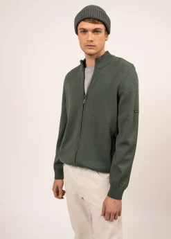 Saint James Jumpers & Cardigans*Colorado zipped cardigan Vegetal/navy