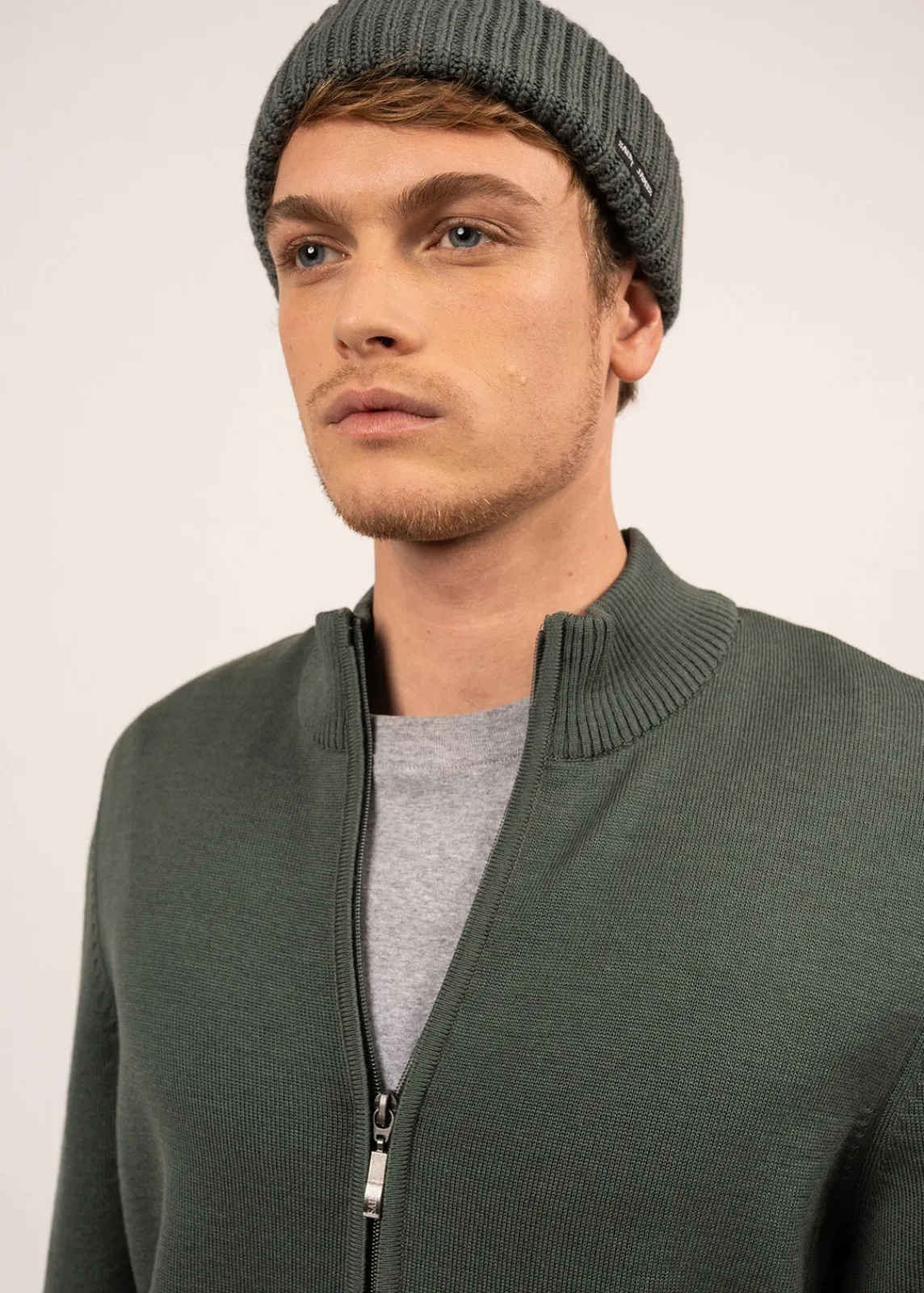 Saint James Jumpers & Cardigans*Colorado zipped cardigan Vegetal/navy