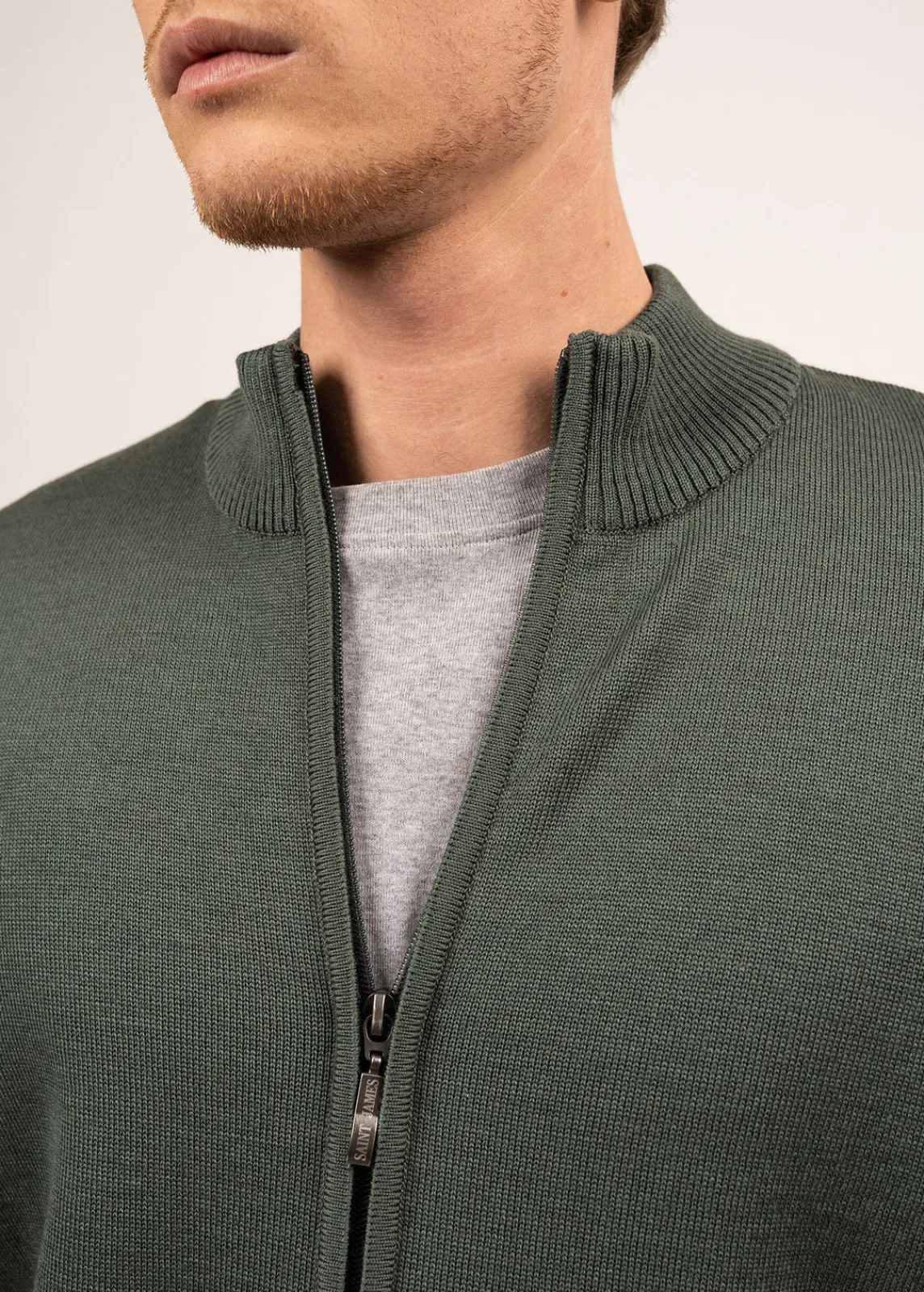 Saint James Jumpers & Cardigans*Colorado zipped cardigan Vegetal/navy