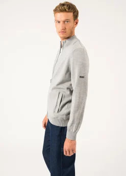 Saint James Jumpers & Cardigans*Colorado zipped cardigan Gris/navy