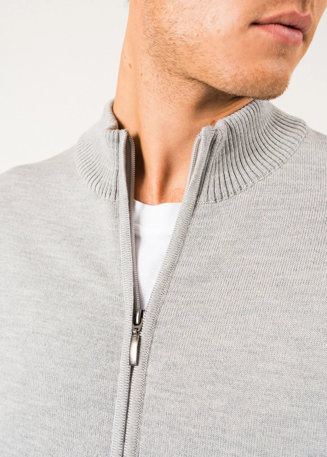 Saint James Jumpers & Cardigans*Colorado zipped cardigan Gris/navy