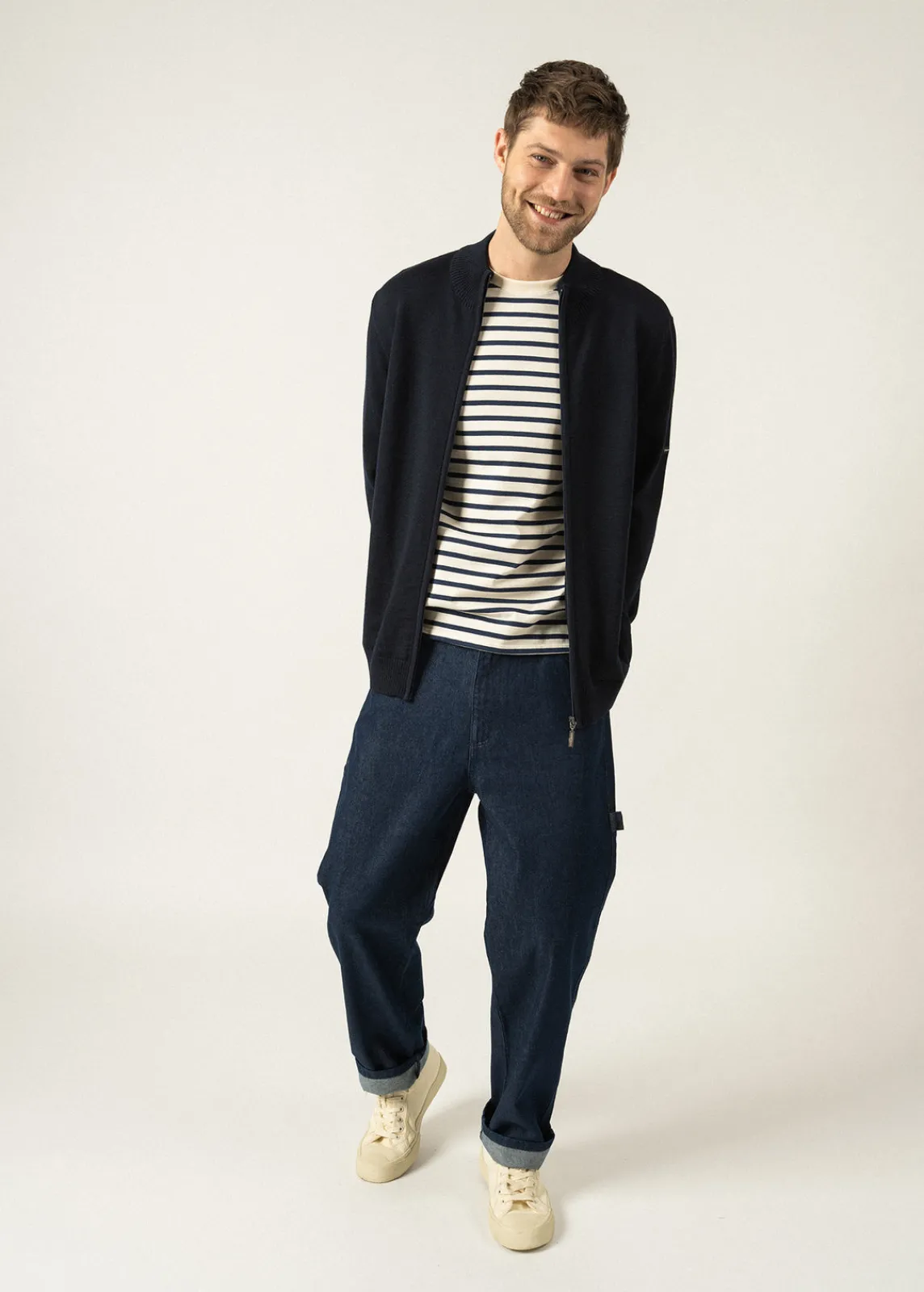 Saint James Jumpers & Cardigans*Colorado zipped cardigan Navy/gris
