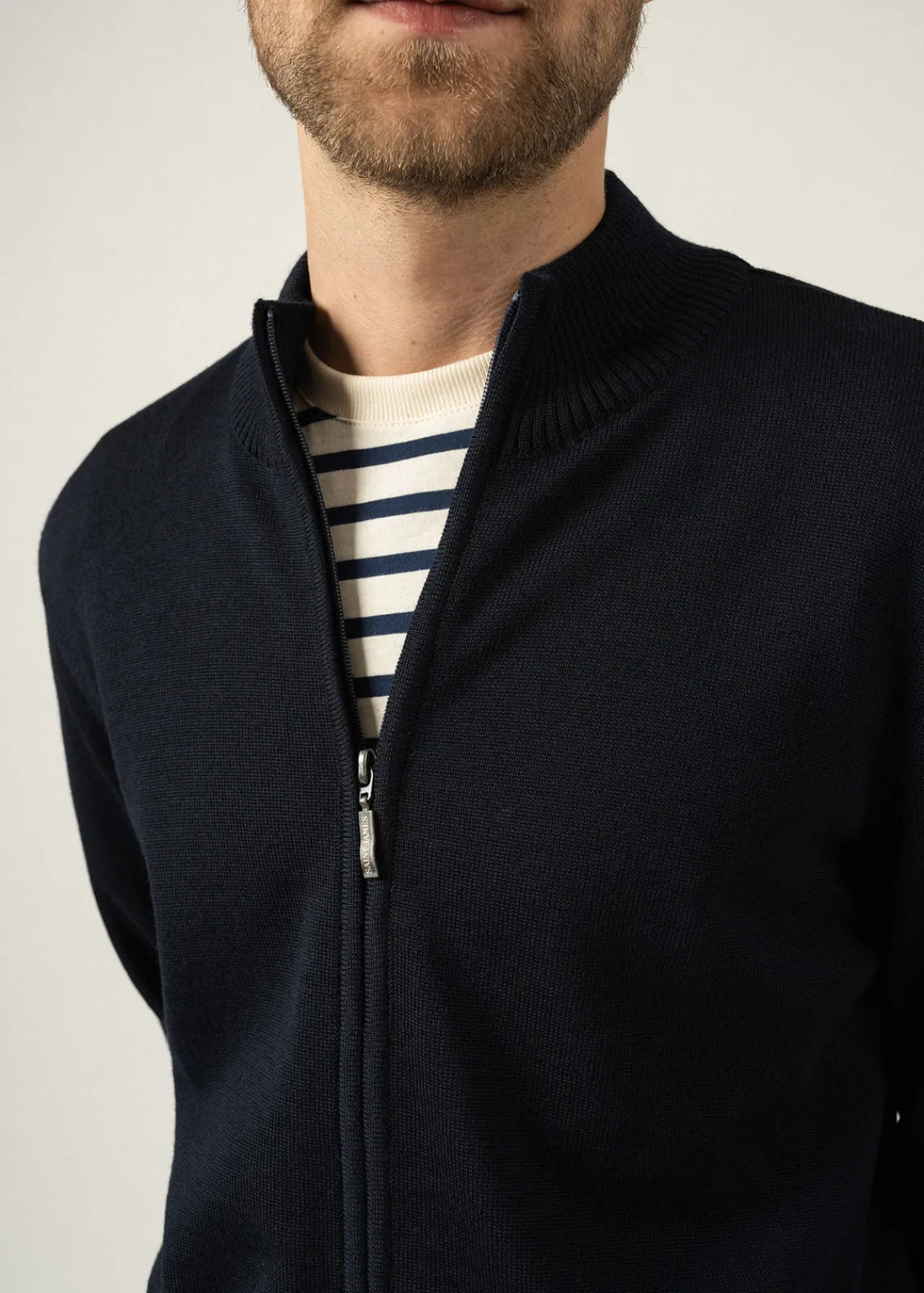Saint James Jumpers & Cardigans*Colorado zipped cardigan Navy/gris