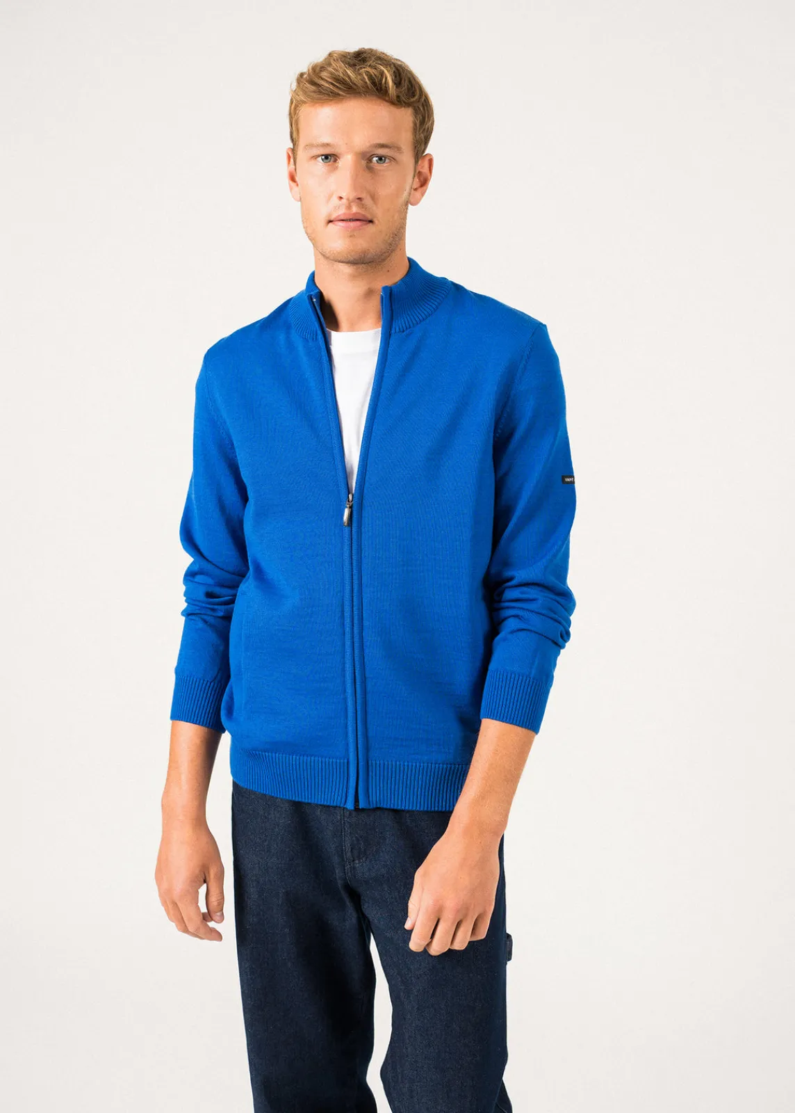 Saint James Jumpers & Cardigans*Colorado zipped cardigan Gitane/navy