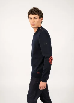 Saint James Sailor Jumpers|Sailor Jumpers*Comfortable sailor jumper with elbow patches Navy/multico