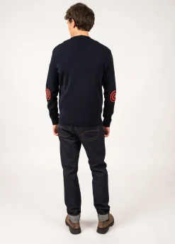 Saint James Sailor Jumpers|Sailor Jumpers*Comfortable sailor jumper with elbow patches Navy/multico
