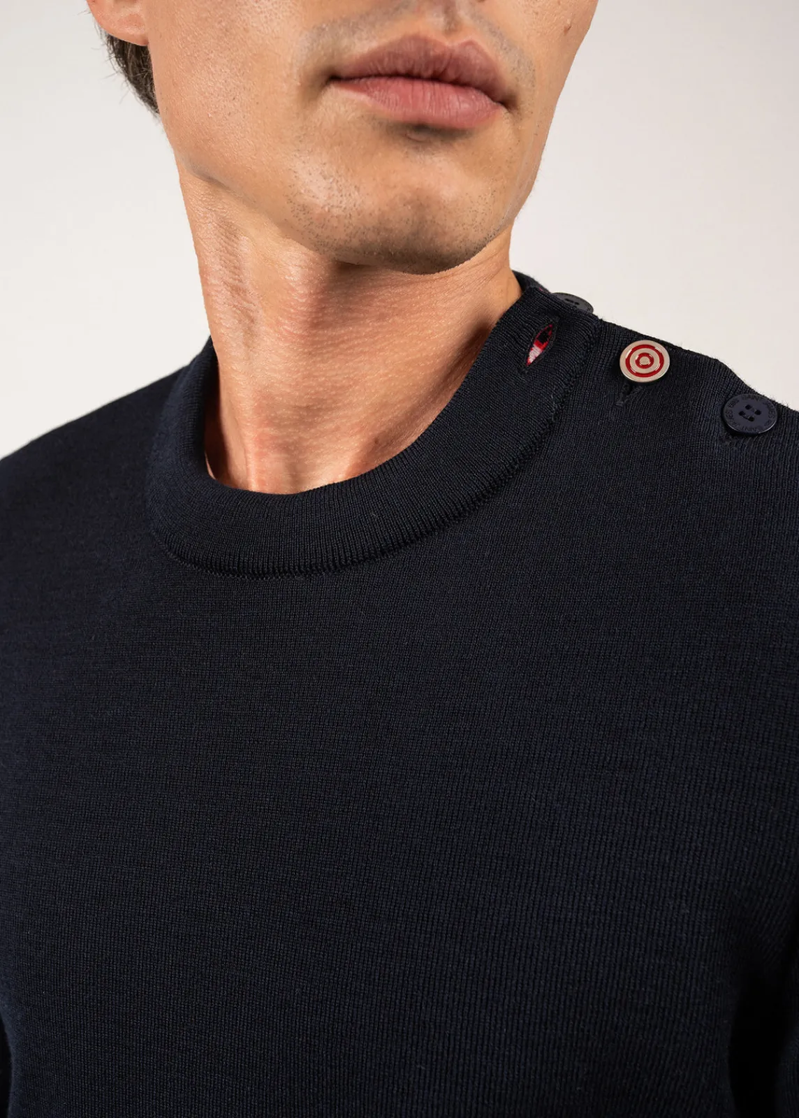 Saint James Sailor Jumpers|Sailor Jumpers*Comfortable sailor jumper with elbow patches Navy/multico
