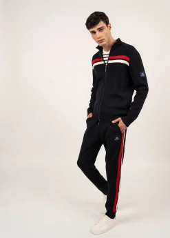 Saint James Jumpers & Cardigans*Conquérants zipped wool jacket Navy/ecume/tulipe